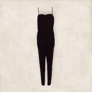 NWT Halston Heritage Black Adjustable Strap Polyester Jumpsuit Size Small